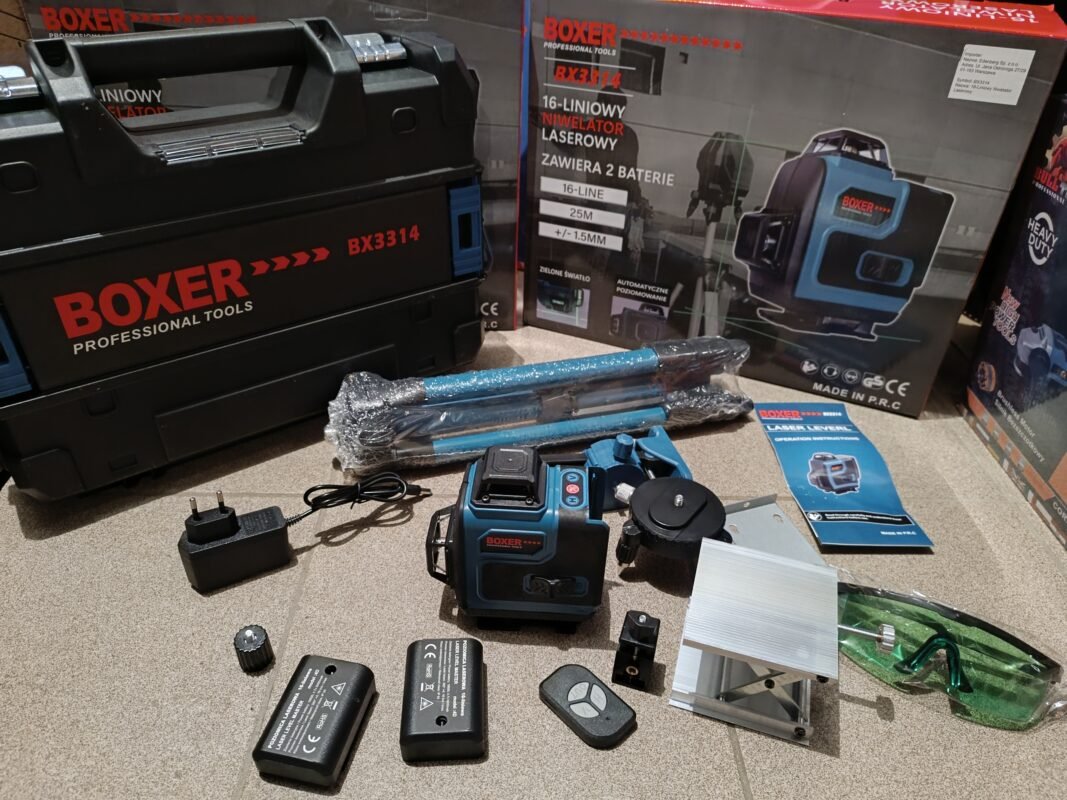 Lazerinis nivelyras 4D 16 linijų su trikoju BOXER BX-3314