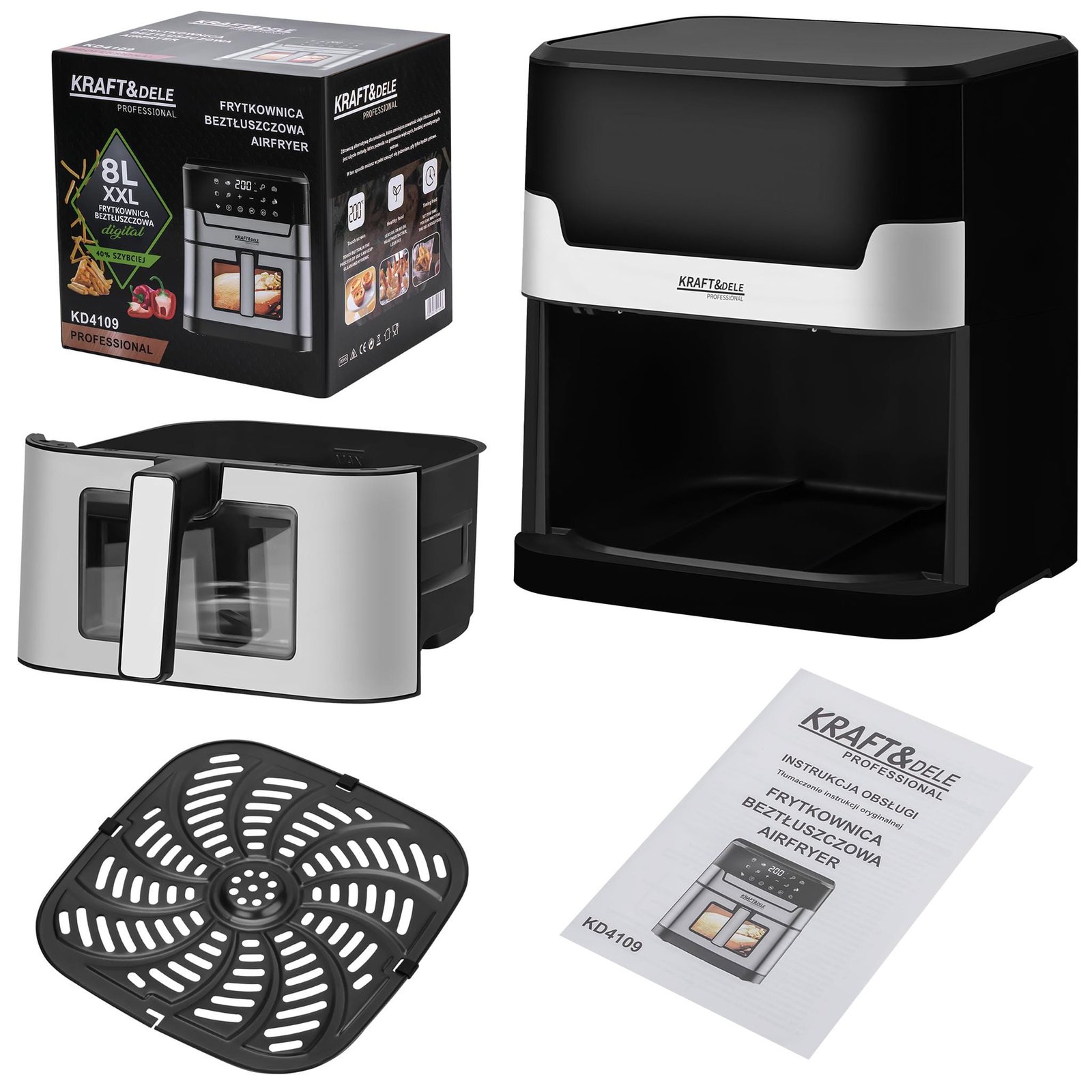 8-Copy Oro gruzdintuvė 8L KD4109 AirFryer